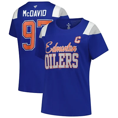 Women's Fanatics Connor McDavid Royal Edmonton Oilers Plus Name & Number Scoop Neck T-Shirt