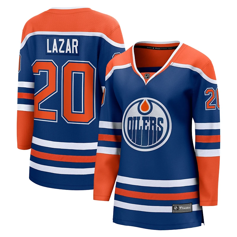 Maillot de l'équipe féminine Fanatics Curtis Lazar Royal des Oilers d'Edmonton à domicile