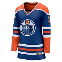 Maillot de joueur échappé à domicile des Royal Edmonton Oilers d'Evan Bouchard, fanatiques féminines