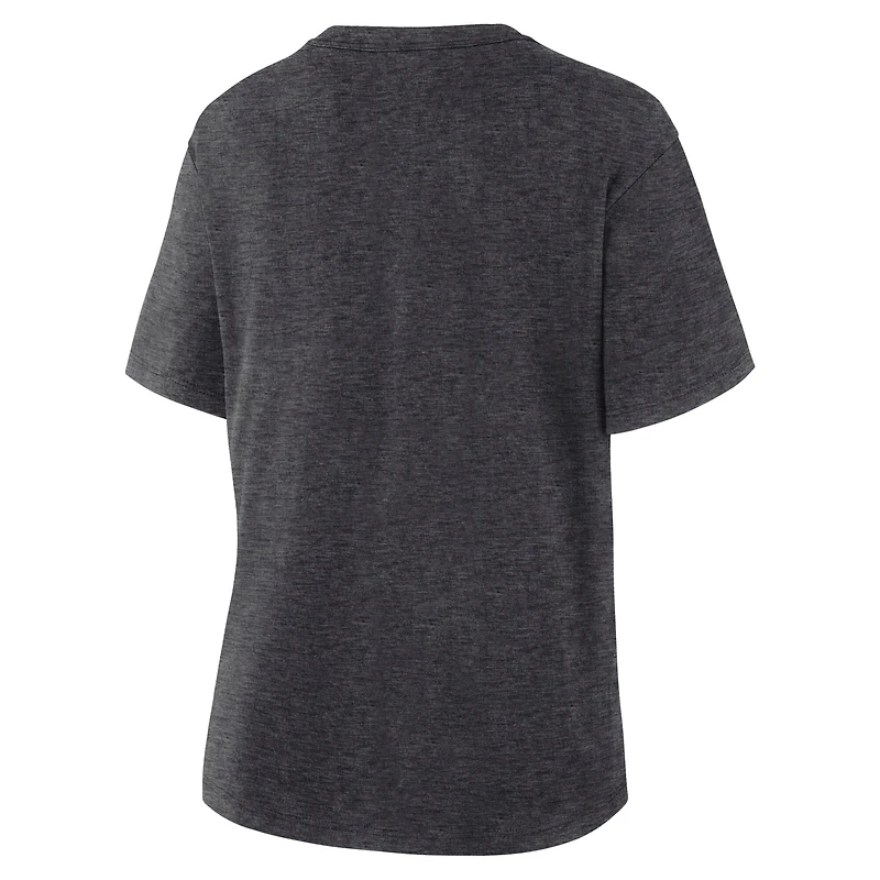 T-shirt Fanatics Heather Charcoal pour femmes, champion de la Conférence Ouest 2025 des Oilers d'Edmonton, vestiaire