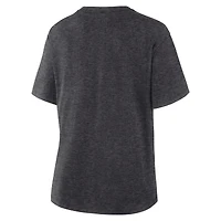 T-shirt Fanatics Heather Charcoal pour femmes, champion de la Conférence Ouest 2025 des Oilers d'Edmonton, vestiaire