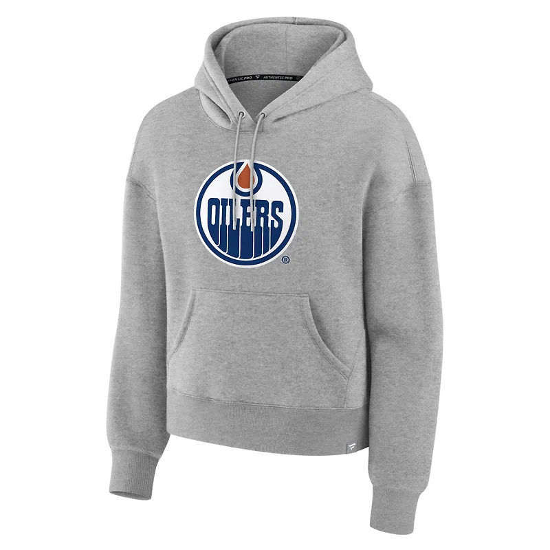 Women's Fanatics Heather Gray Edmonton Oilers Essential Hoodie