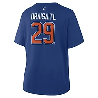 T-shirt authentique avec nom et numéro Stack des Royal Edmonton Oilers de Leon Draisaitl pour femmes
