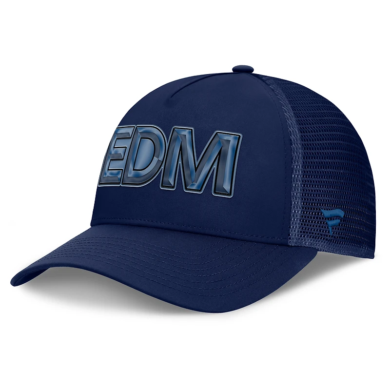 Women's Fanatics Navy Edmonton Oilers Authentic Pro Road Trucker Adjustable Hat