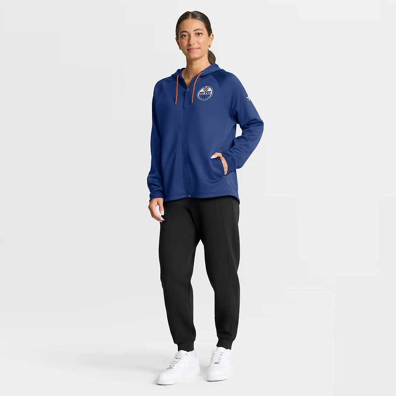 Sweat à capuche zippé entièrement Authentic Pro Rink pour femme Fanatics Royal Edmonton Oilers
