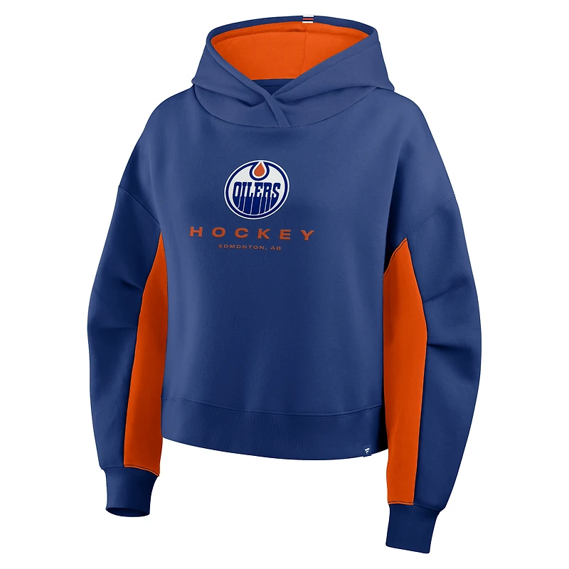 Women's Fanatics Royal Edmonton Oilers Back Check Boxy Hoodie