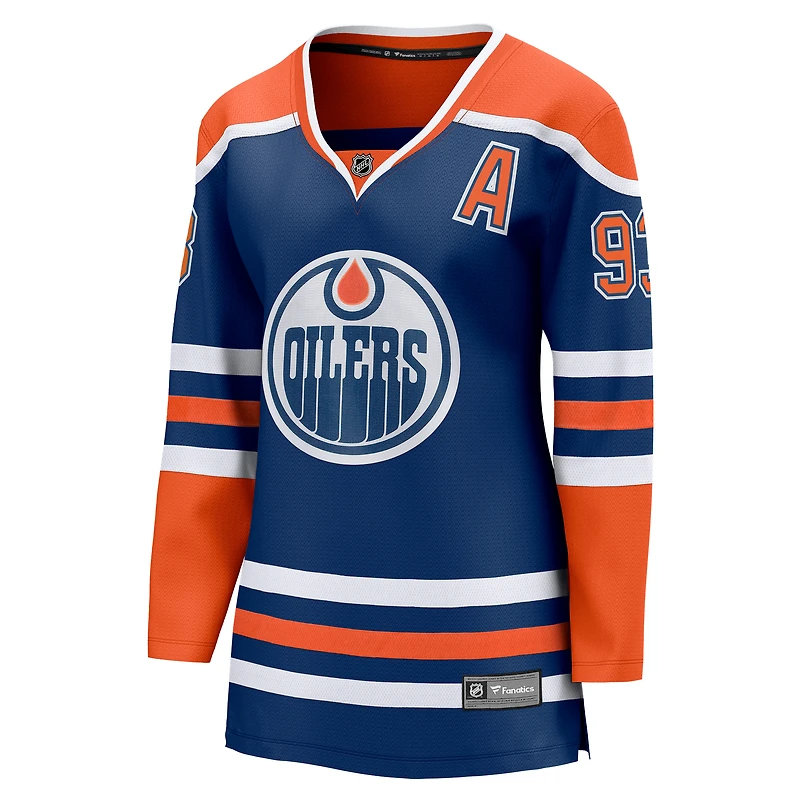 Women's Fanatics Ryan Nugent-Hopkins Royal Edmonton Oilers Alternate Captain Patch Home Breakaway Player - Jersey