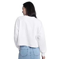Women's G-III 4Her by Carl Banks  White Edmonton Oilers Bleachers Oversized Cropped Sweatshirt