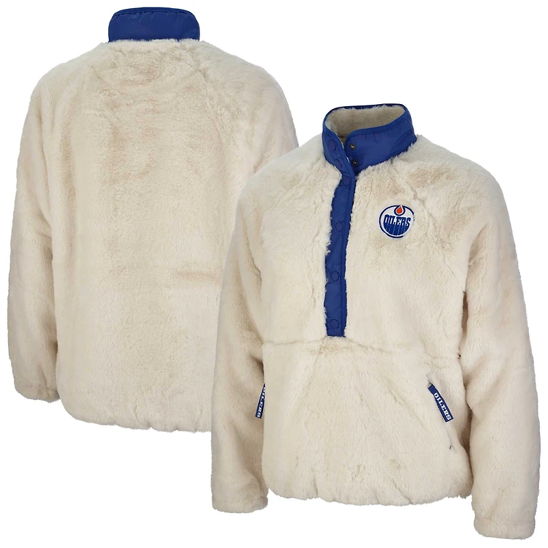 Women's G-III 4Her by Carl Banks White Edmonton Oilers Center Field Dolman Oversized Half-Snap Jacket