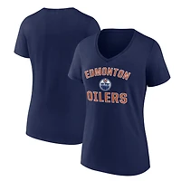 Women's Logo Athletic  Navy Edmonton Oilers Arch Victory V-Neck T-Shirt