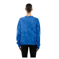 Women's New Era  Blue Edmonton Oilers Boxy Mineral Wash Dolman Sleeve Cropped Sweatshirt