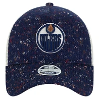 Women's New Era  Navy Edmonton Oilers 9FORTY A-Frame Knit Trucker Adjustable Hat