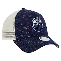 Casquette trucker ajustable New Era bleu marine Edmonton Oilers 9FORTY pour femme