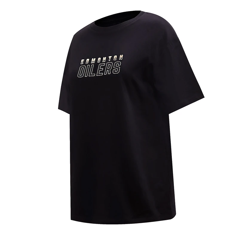 T-shirt carré Pro Standard noir des Oilers d'Edmonton pour femmes
