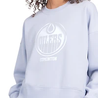 Women's Starter Blue Edmonton Oilers Boxy Cropped Sweatshirt