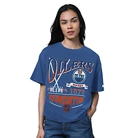 Women's Starter  Heather Blue Edmonton Oilers Hall of Fame Boxy T-Shirt