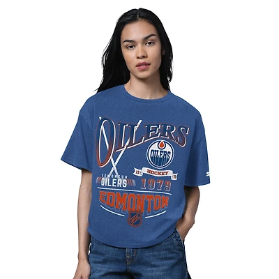 Women's Starter  Heather Blue Edmonton Oilers Hall of Fame Boxy T-Shirt