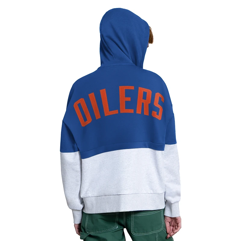 Women's Starter Royal/White Edmonton Oilers Wishbone Full-Zip Hoodie