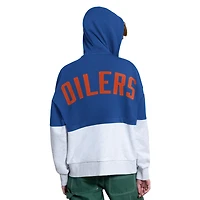 Women's Starter Royal/White Edmonton Oilers Wishbone Full-Zip Hoodie