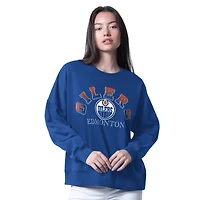 Women's Starter Royal Edmonton Oilers Feud Fleece Sweatshirt