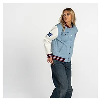 Veste universitaire en denim à boutons-pression The Wild Collective Edmonton Oilers pour femmes