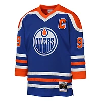 Maillot de joueur retraité la ligne bleue des Oilers d'Edmonton 1979 Mitchell & Ness Wayne Gretzky