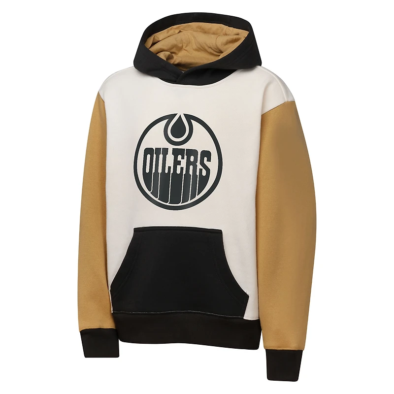 Sweat à capuche en molleton classique des Oilers d'Edmonton de couleur crème pour jeunes Outerstuff