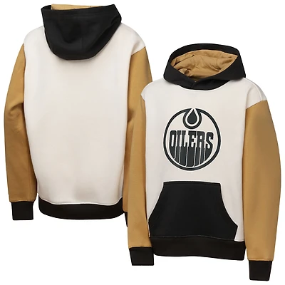 Sweat à capuche en molleton classique des Oilers d'Edmonton de couleur crème pour jeunes Outerstuff