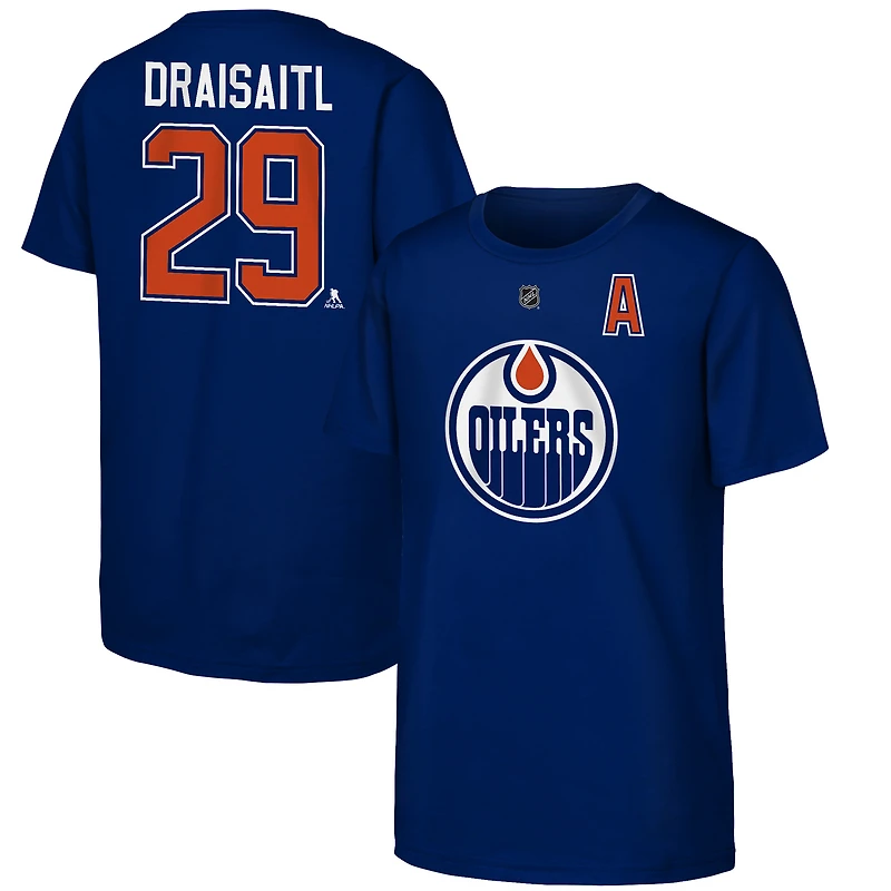 T-shirt Youth Outerstuff Leon Draisaitl, capitaine suppléant des Royal Edmonton Oilers, avec nom et numéro
