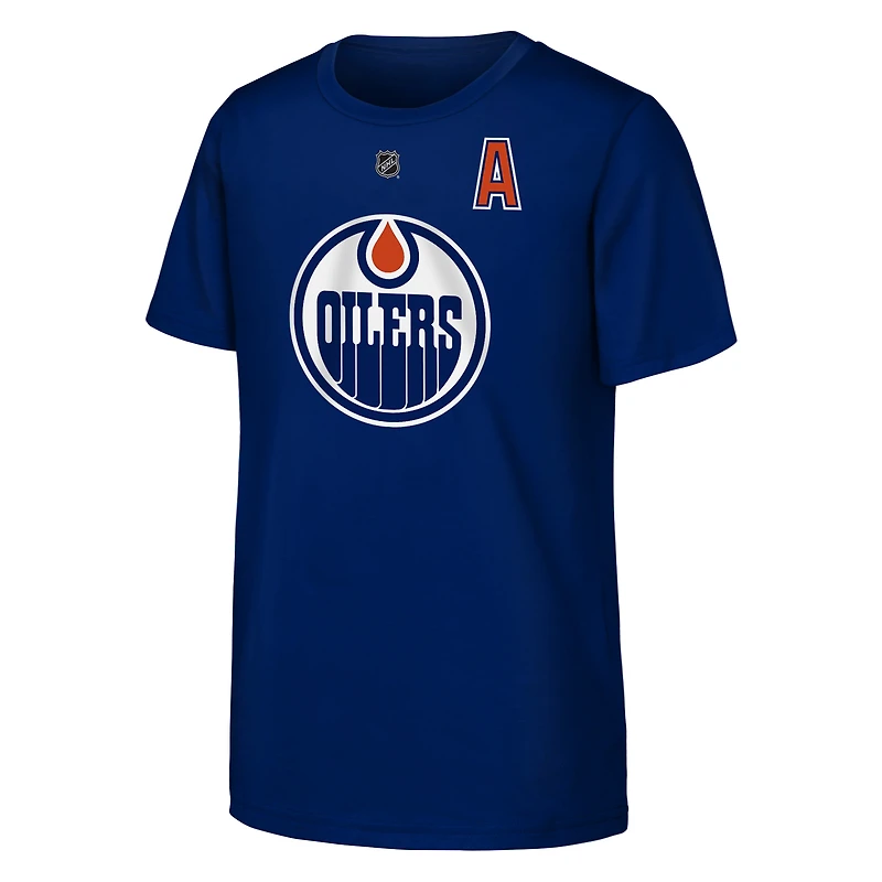 T-shirt Youth Outerstuff Leon Draisaitl, capitaine suppléant des Royal Edmonton Oilers, avec nom et numéro