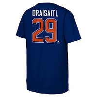 T-shirt Youth Outerstuff Leon Draisaitl, capitaine suppléant des Royal Edmonton Oilers, avec nom et numéro