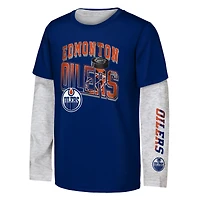 Ensemble t-shirt 3-en-1 « Rally the Team » des Oilers d'Edmonton, bleu royal/gris chiné, pour jeunes Outerstuff