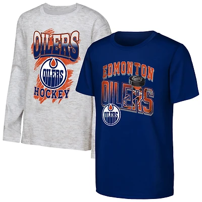 Youth Outerstuff  Royal/Heather Gray Edmonton Oilers Rally the Team 3-in-1 Combo T-Shirt Set