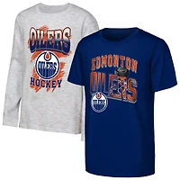 Youth Outerstuff  Royal/Heather Gray Edmonton Oilers Rally the Team 3-in-1 Combo T-Shirt Set