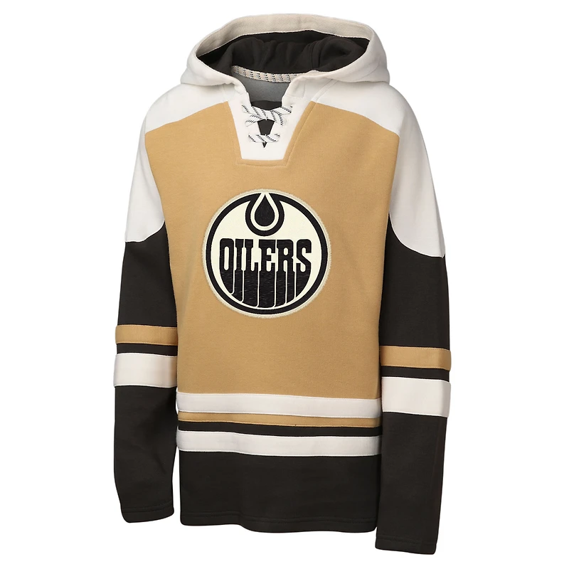 Sweat à capuche col en V Ageless Raglan des Oilers d'Edmonton pour jeunes Outerstuff Tan