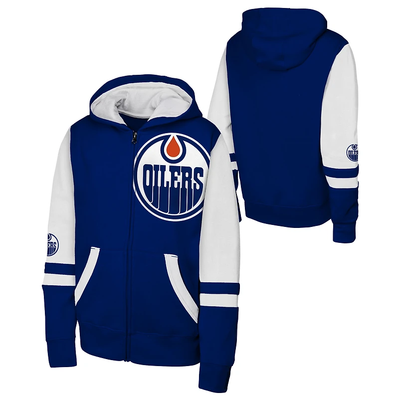 Sweat à capuche entièrement zippé pour jeunes Royal Edmonton Oilers Face Off