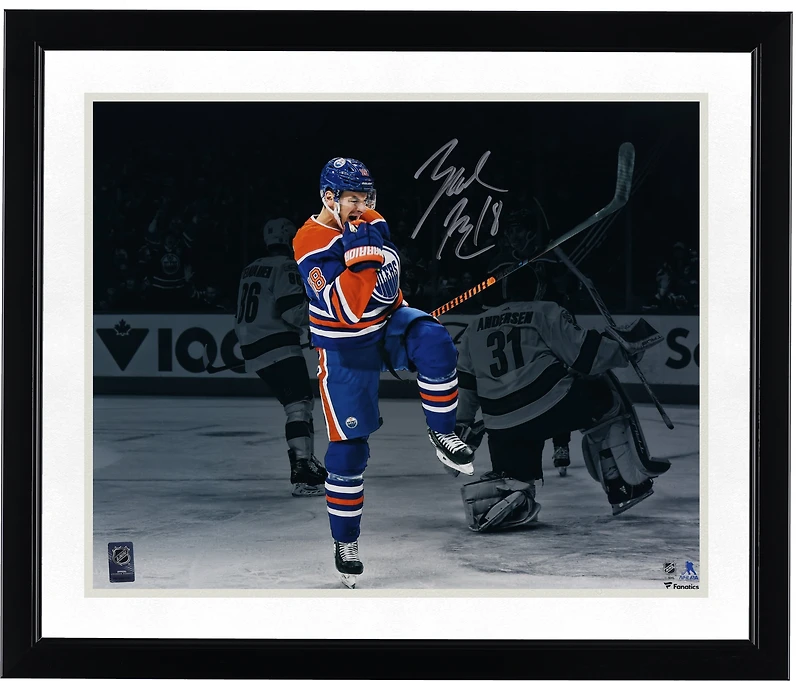 Zach Hyman Edmonton Oilers Autographed 16" x 20" Blue Jersey Celebrating Photograph