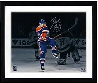 Zach Hyman Edmonton Oilers Autographed 16" x 20" Blue Jersey Celebrating Photograph