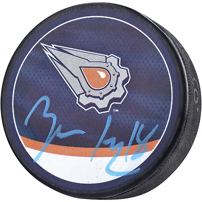 Rondelle de hockey rétro inversée autographiée par Zach Hyman des Oilers d'Edmonton 2022-23
