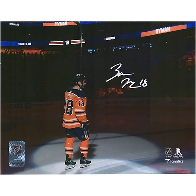 Photographie autographiée de 8'' x 10'' de Zach Hyman pour la présentation de la soirée d'ouverture des Oilers d'Edmonton