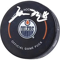 Rondelle de hockey officielle autographiée par Zach Hyman des Oilers d'Edmonton
