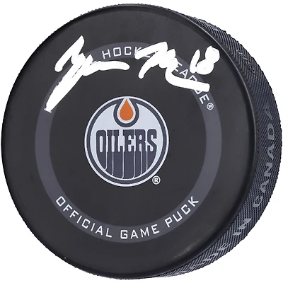 Rondelle de match officielle autographiée par Zach Hyman des Oilers d'Edmonton
