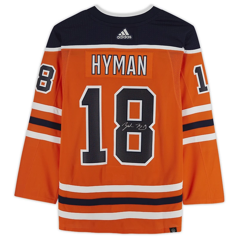 Maillot adidas authentique autographié par Zach Hyman des Oilers d'Edmonton Orange