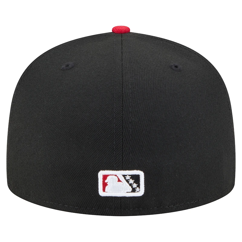 Casquette ajustée 59FIFTY pour homme New Era noire/rouge El Paso Chihuahuas Authentic Collection