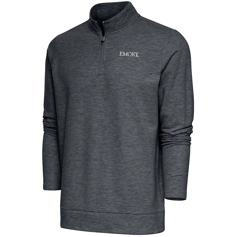 Pull à col zippé quart de zip Gambit Emory Eagles pour homme, couleur charbon chiné, Antigua