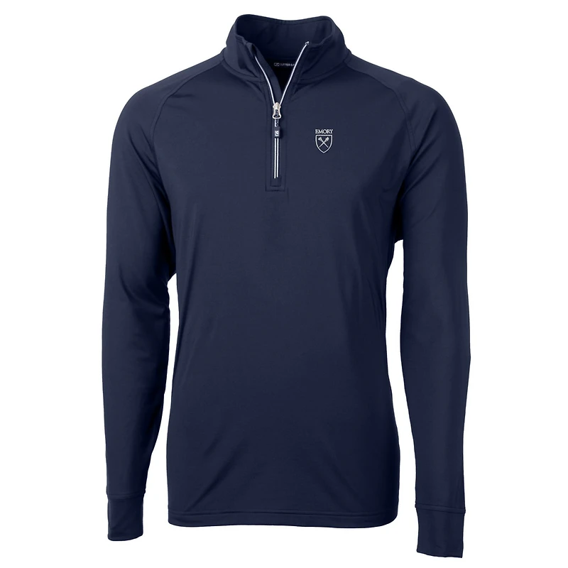 Veste pull-over zippée quart de tour en tricot écologique Adapt pour homme, bleu marine, Emory Eagles, la collection Cutter & Buck, Big Tall