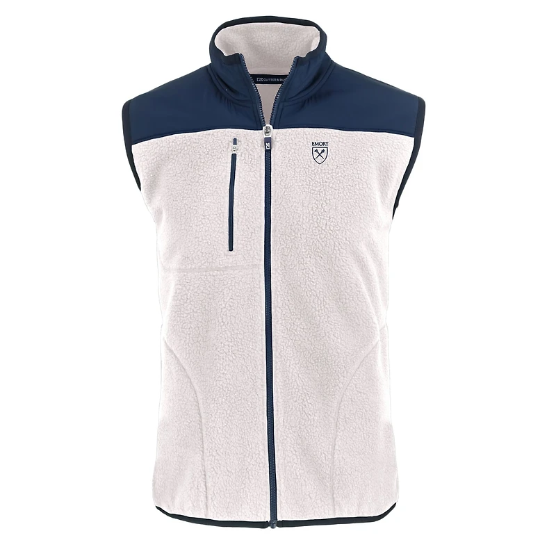 Gilet zippé en polaire Sherpa écologique pour homme Cutter & Buck Oatmeal Emory Eagles Cascade