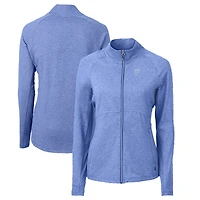 Veste zippée intégrale en tricot recyclé Emory Eagles Adapt Eco Knit Heather pour femme, bleu chiné, Cutter & Buck