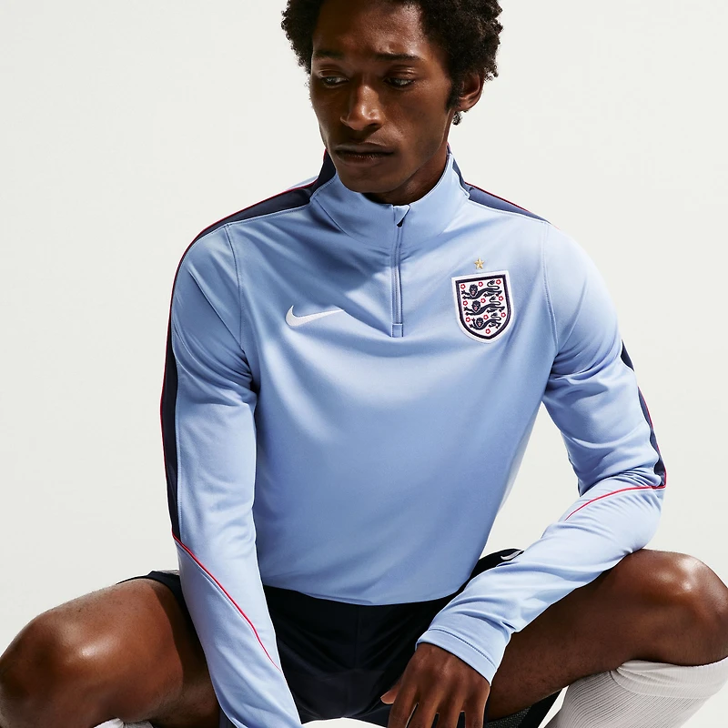 Haut d'entraînement Nike Strike Dri-FIT bleu pour homme, équipe nationale d'Angleterre 2026, fermeture éclair 1/4