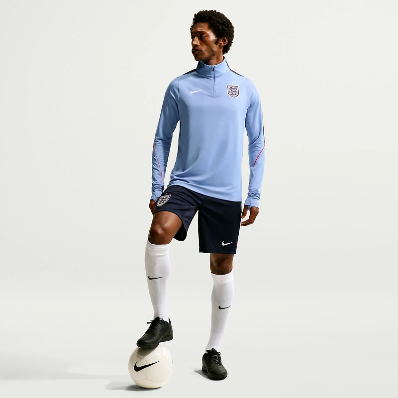 Men's Nike Blue England National Team Dri-FIT Quarter-Zip Long Sleeve Drill Top